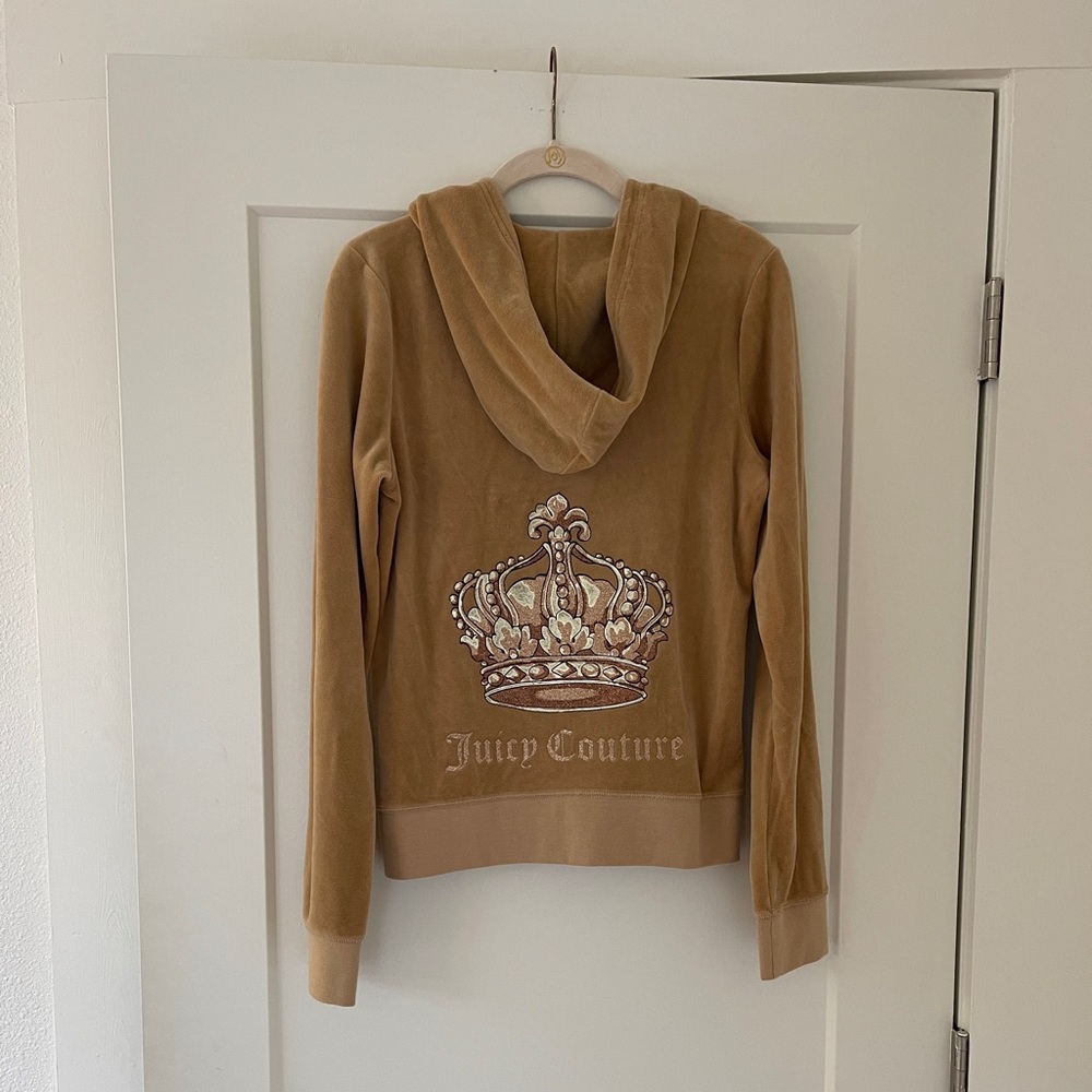 Vintage Y2K Juicy Couture Velour Tracksuit | L Jacket & M Pants | Tan